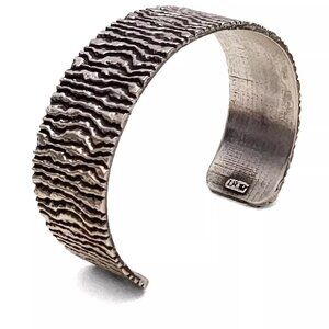 Sterling 925 Sterling Silver Stamped Bracelet - Elegant Handmade Jewelry 0023